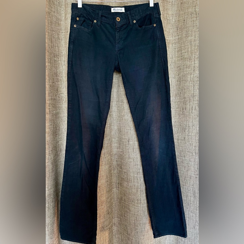 Madewell Women's 27 x 34 Rail Straight Black Corduroy Stretch Pants Jeans